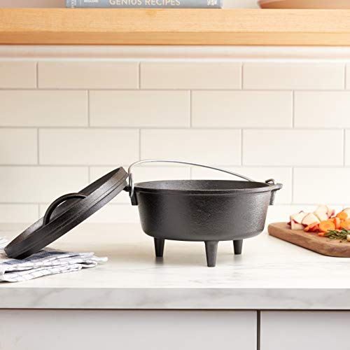 Lodge 2 Quart Pre-Seasoned Cast Iron Camp Dutch Oven With Lid - Dual Handles - Use In The Oven, On The Stove, On The Grill Or Ov
